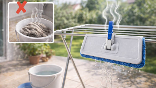 Serpillère microfibre qui sèche à l’air libre en extérieur pour éviter les mauvaises odeurs et l’humidité