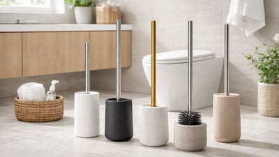 Brosse WC design moderne avec support élégant dans une salle de bain, accessoires hygiéniques pour nettoyage des toilettes