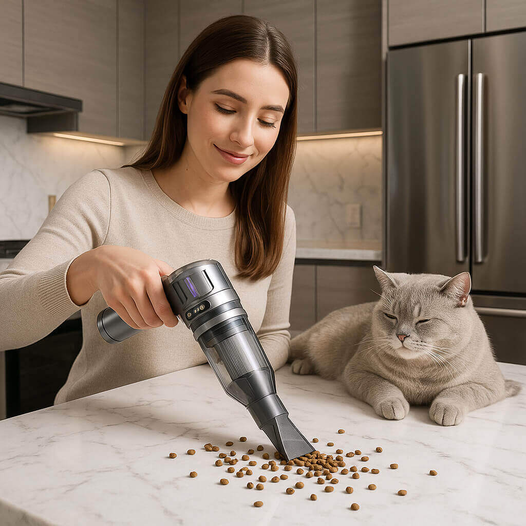 aspirateur a main chat croquette aspiration puissante cuisine