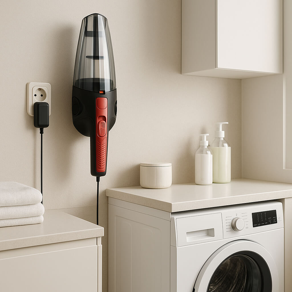 aspirateur a main fixe mur buanderie