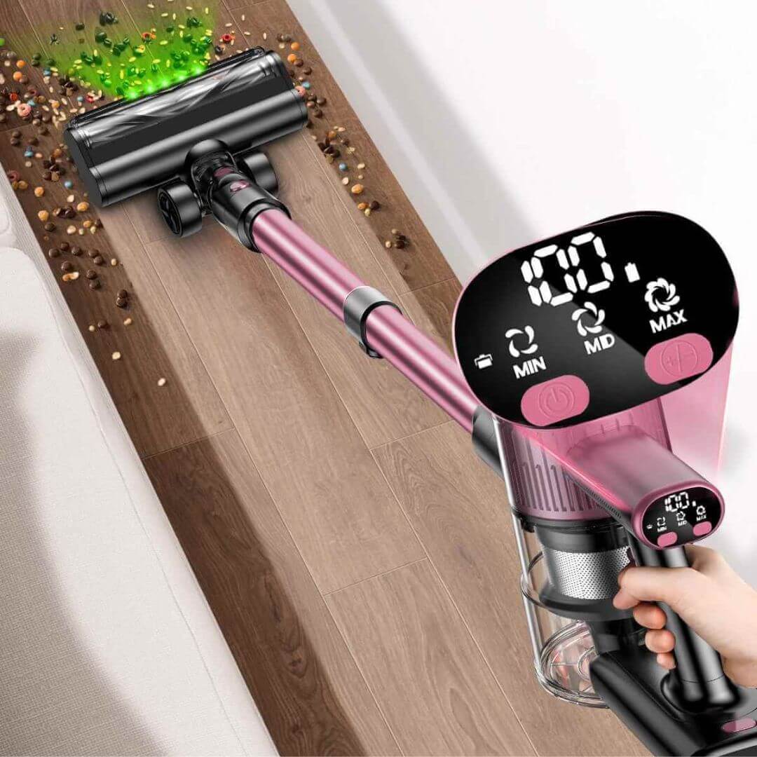 aspirateur a main puissant couleur rose noir