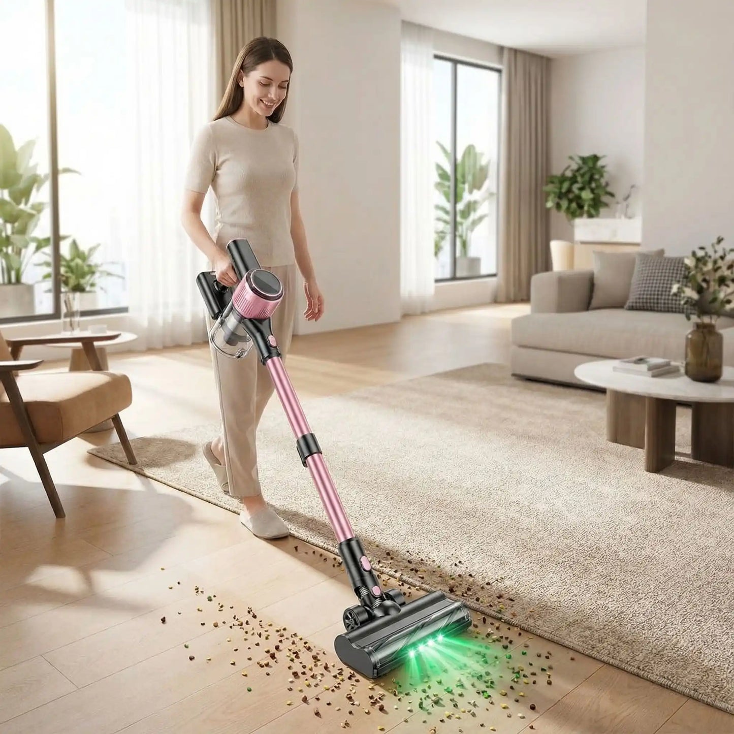 aspirateur a main puissant femme salon nettoyage led intelligente
