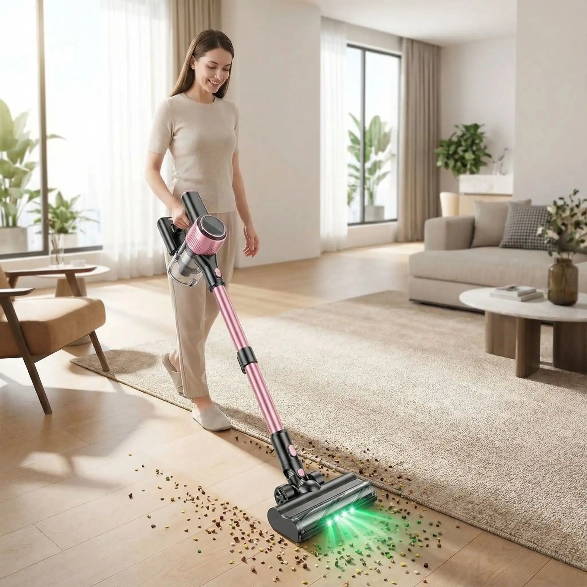aspirateur a main puissant femme salon nettoyage led intelligente