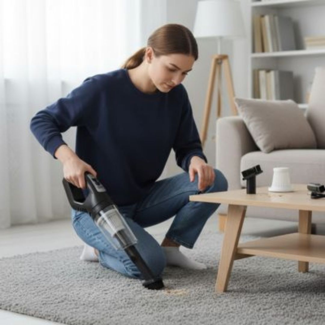 aspirateur a main puissant ramassage miettes tapis gris