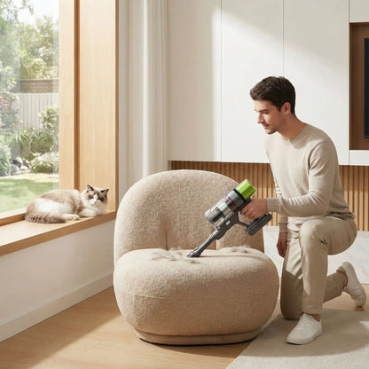 aspiration poils chat fauteuil beige aspirateur a main