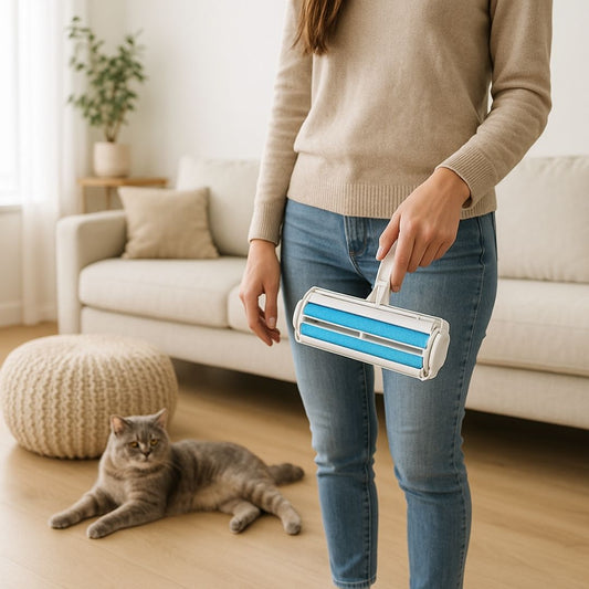 brosse anti poil bleu presentation salon