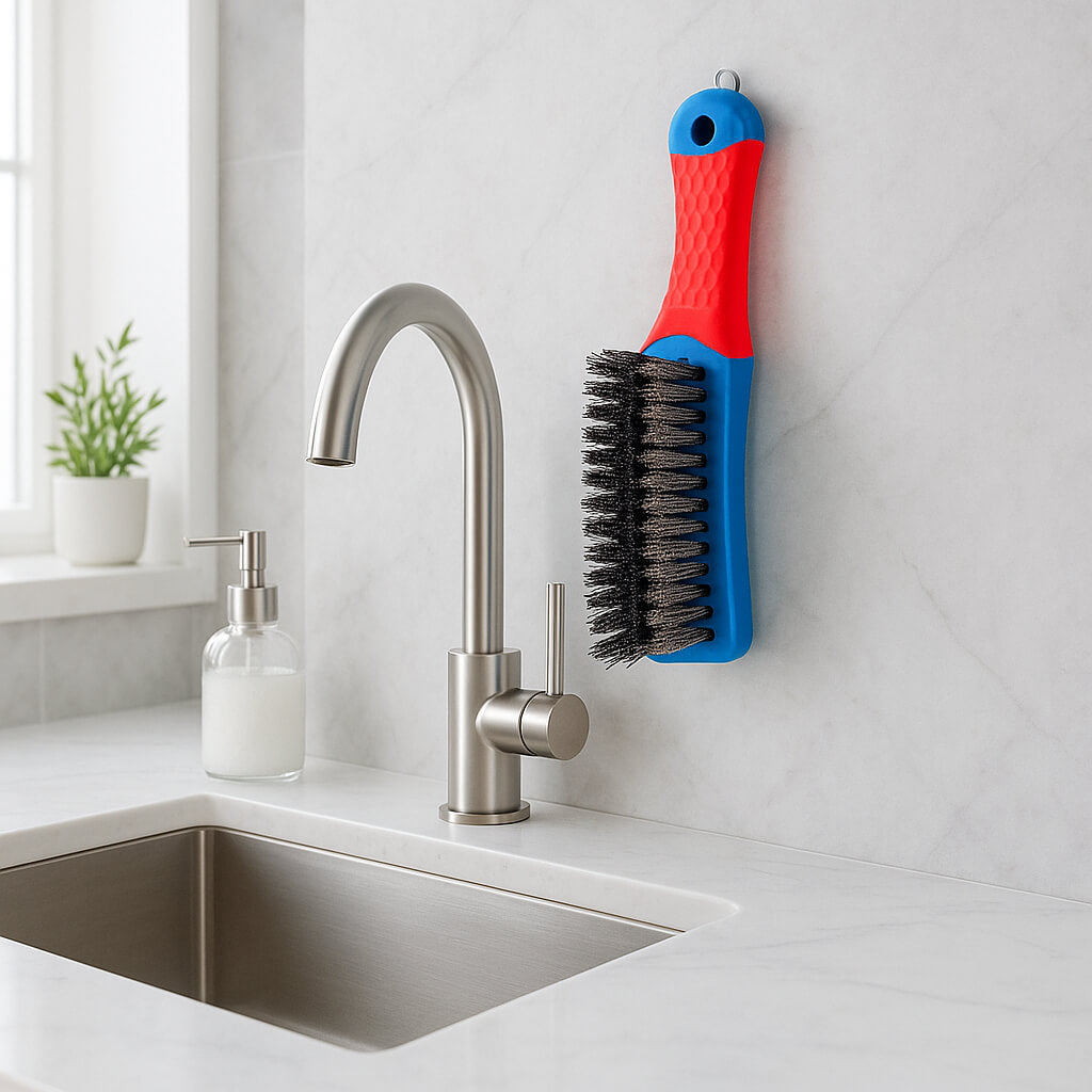brosse metallique rouge bleu rangement