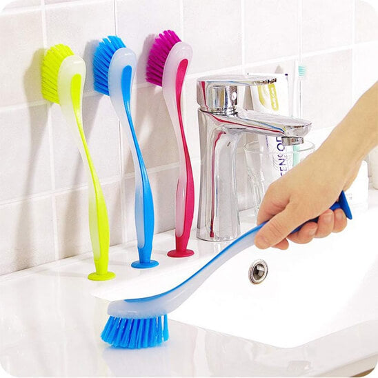 brosse vaisselle bleu nettoyage lavabo