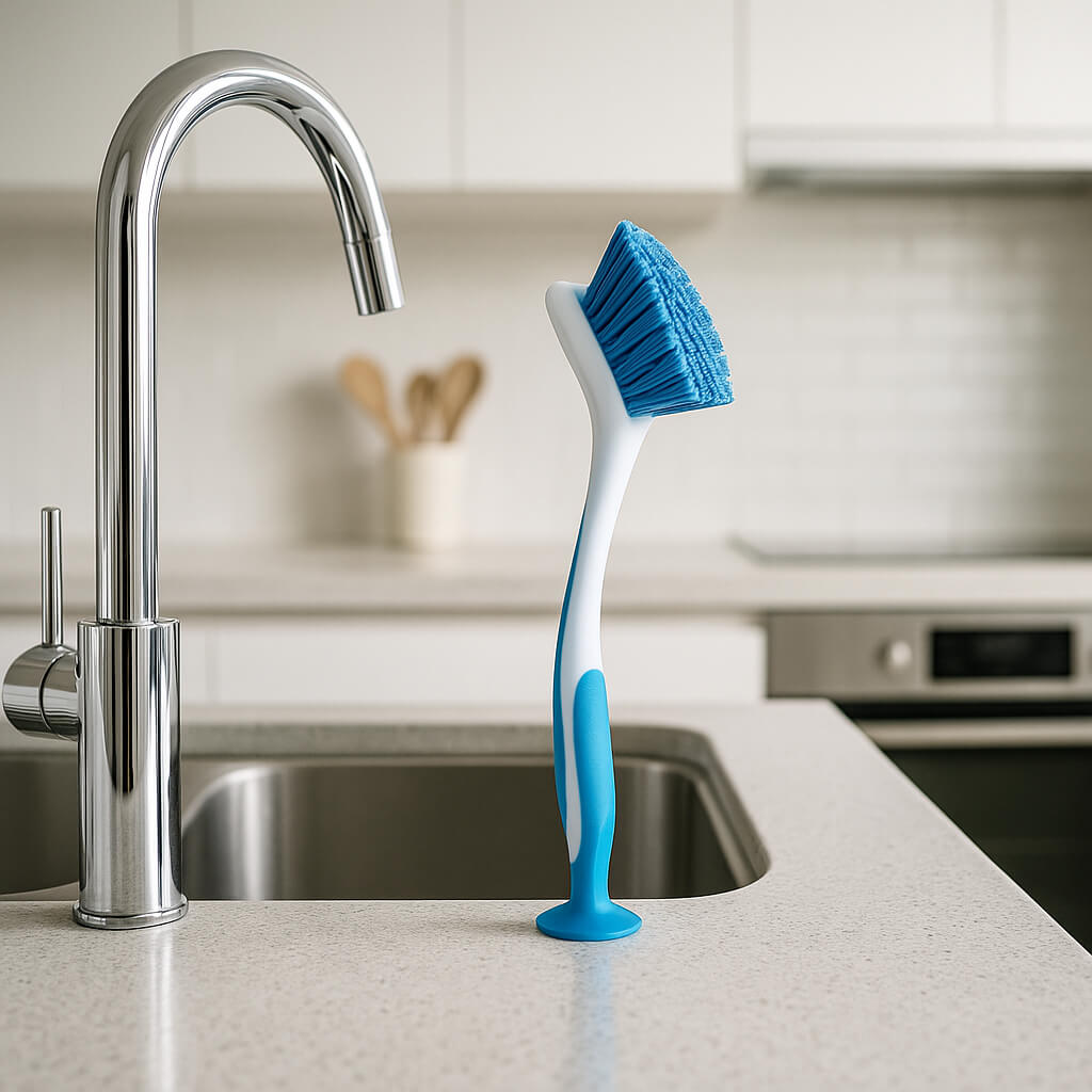 brosse vaisselle cuisine bleu ergonomique