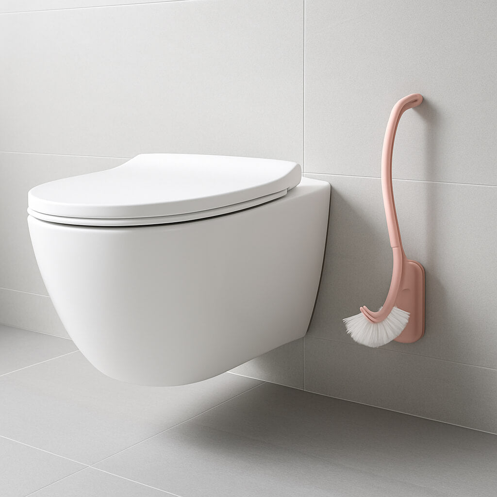 brosse wc double tete rose fixe mur toilette