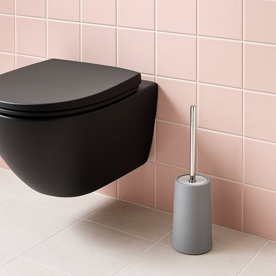 brosse wc grise decor rose