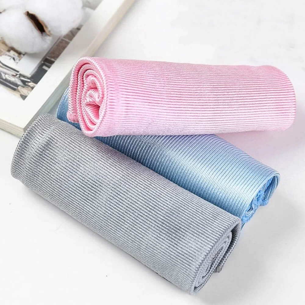 chiffon microfibre rose bleu gris trois couleurs