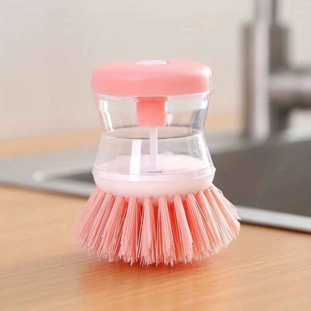 cuisine brosse vaisselle rose table