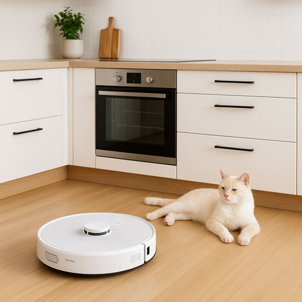 cuisine nettoyage robot aspirateur chat