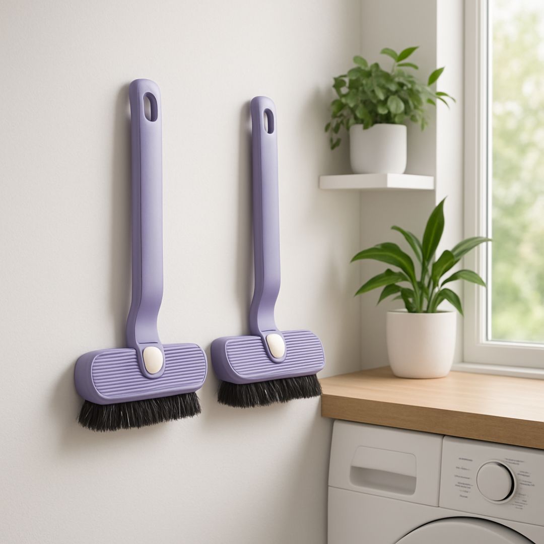 deux brosse de nettoyage violette