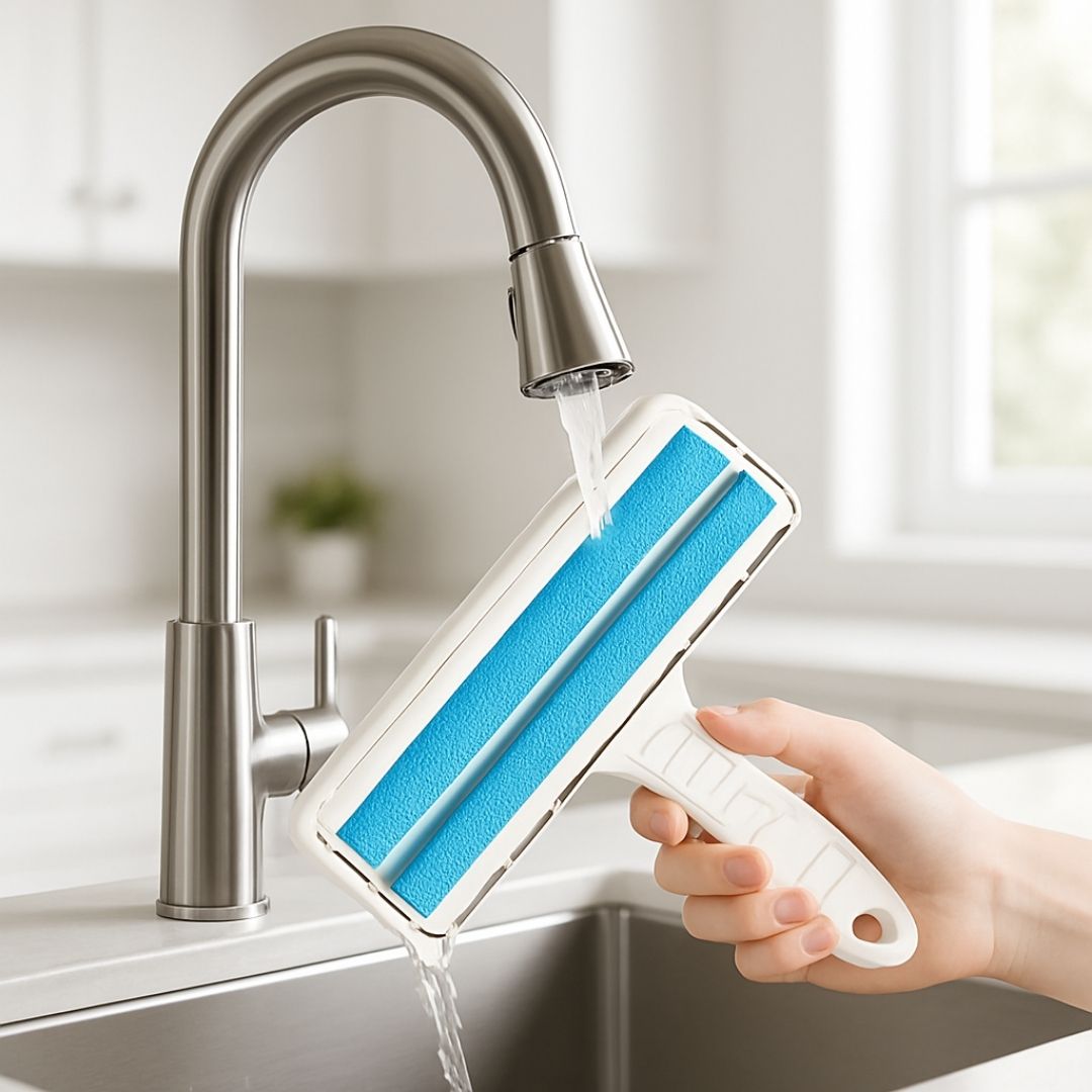 entretien brosse anti poil rincage eau clair