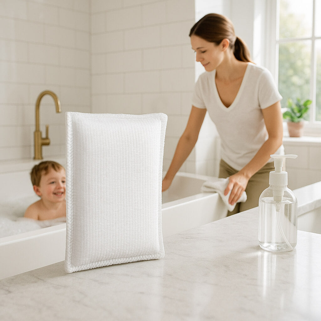 eponge blanche bambou femme enfant salle de bain