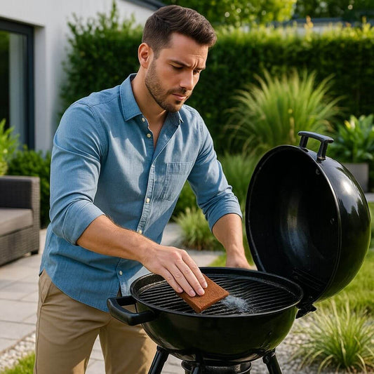 eponge grille barbecue homme nettoyage