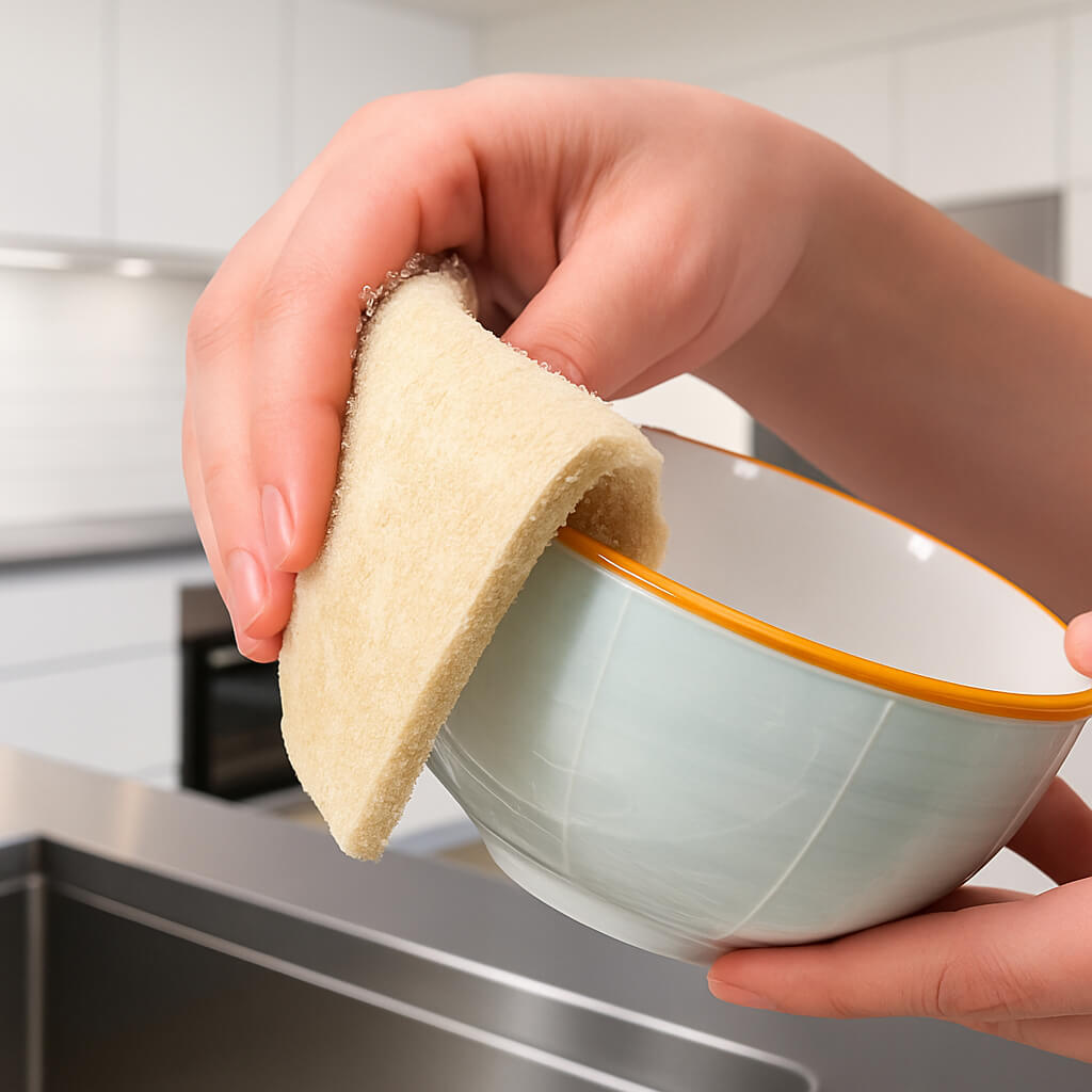 eponge porcelaine vaisselle saladier nettoyage