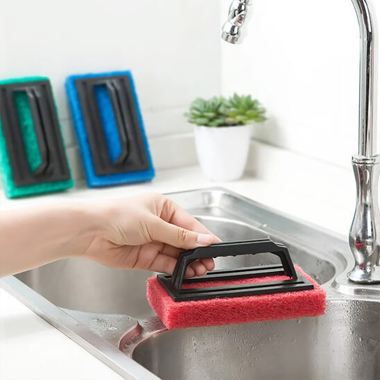 eponge trois couleurs nettoyage inox evier