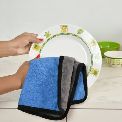 essuyage assiette chiffon microfibre bleu