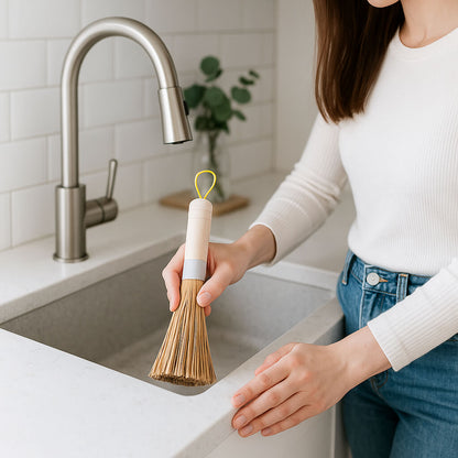 evier pierre brosse vaisselle bambou nettoyage