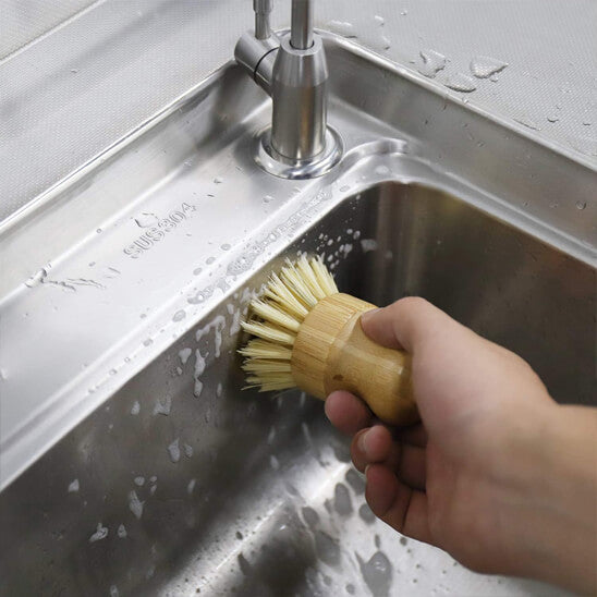 inox nettoyage brosse vaisselle bambou