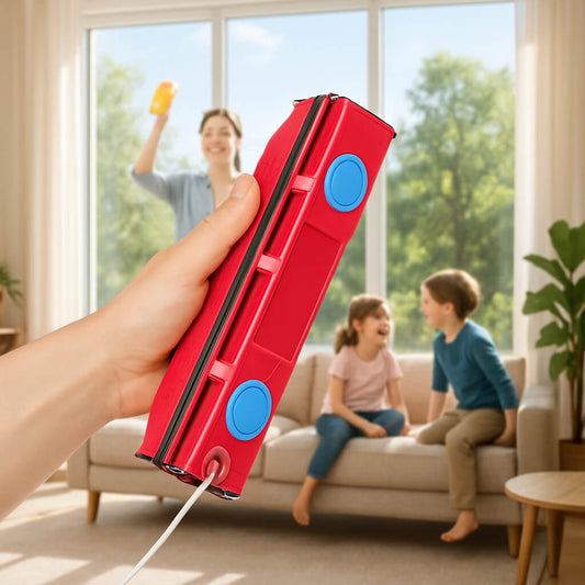 famille heureuse lave vitre magnetique