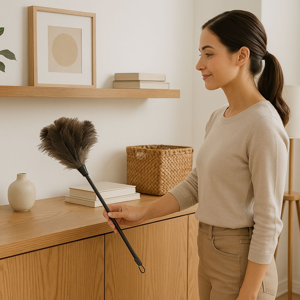 meuble ancien plumeau pour poussiere capte residus
