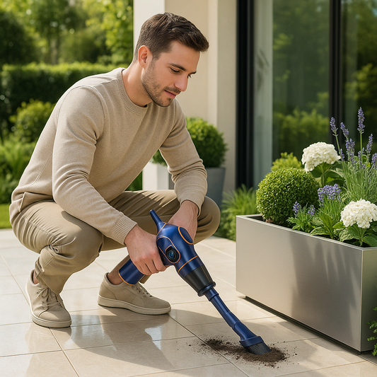 mini aspirateur homme terre terrasse fleur aspiration