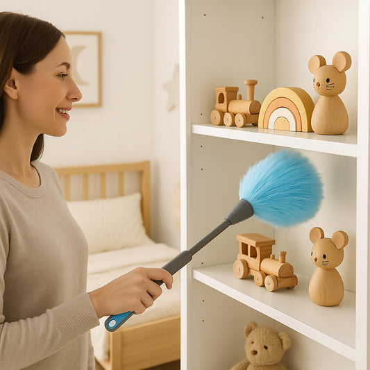 plumeau depoussierage jouets etagere chambre enfant