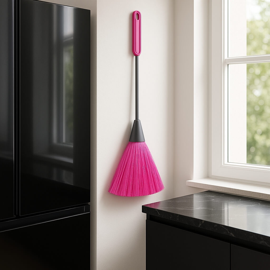 plumeau rose suspension mural cuisine elegante