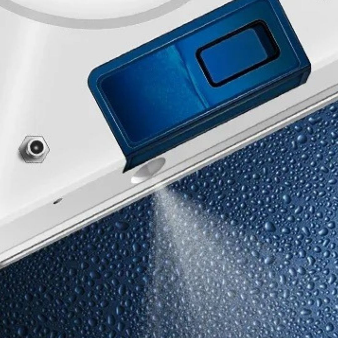 projection eau bas cote robot lave vitres autonome