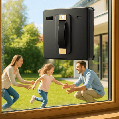 robot lave vitres famille heureuse jardin