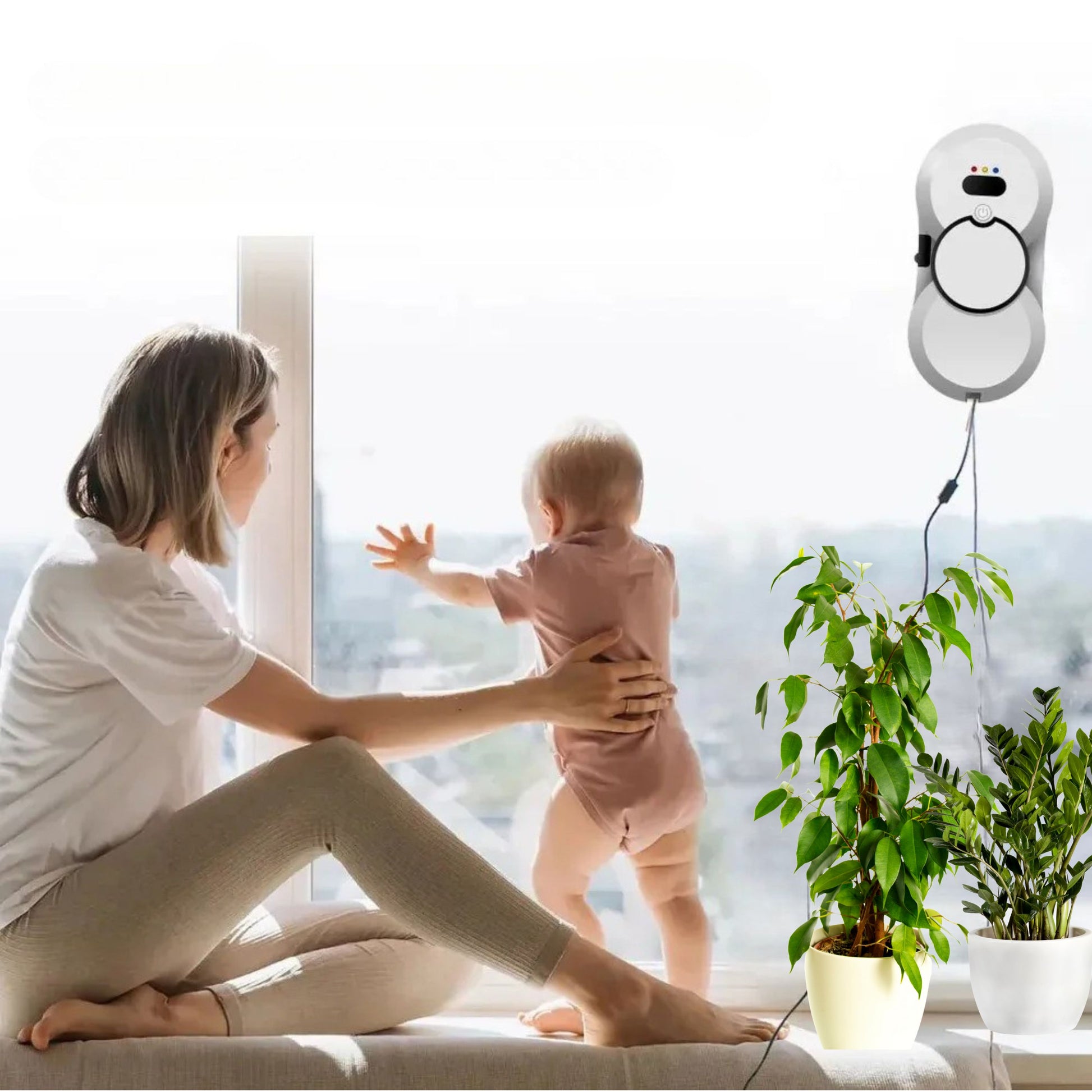 robot lave vitres maman bebe securite cordon