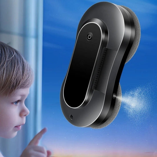 robot lave vitres petit enfant regarde