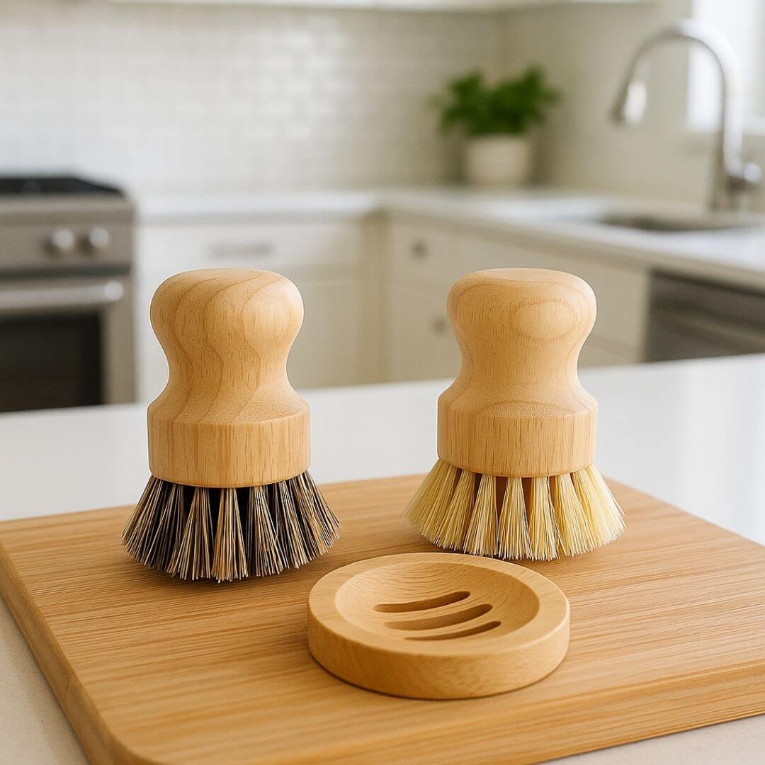 support brosse vaisselle bambou cuisine planche