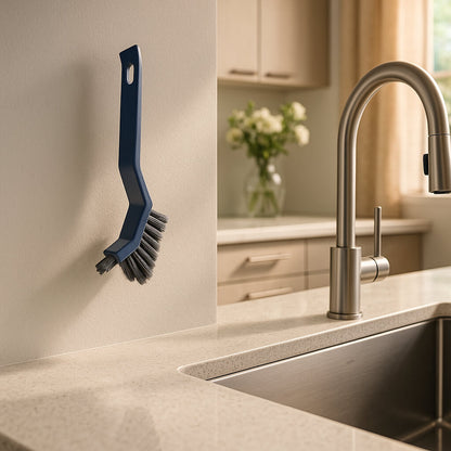 suspension mural brosse de nettoyage bleu cuisine