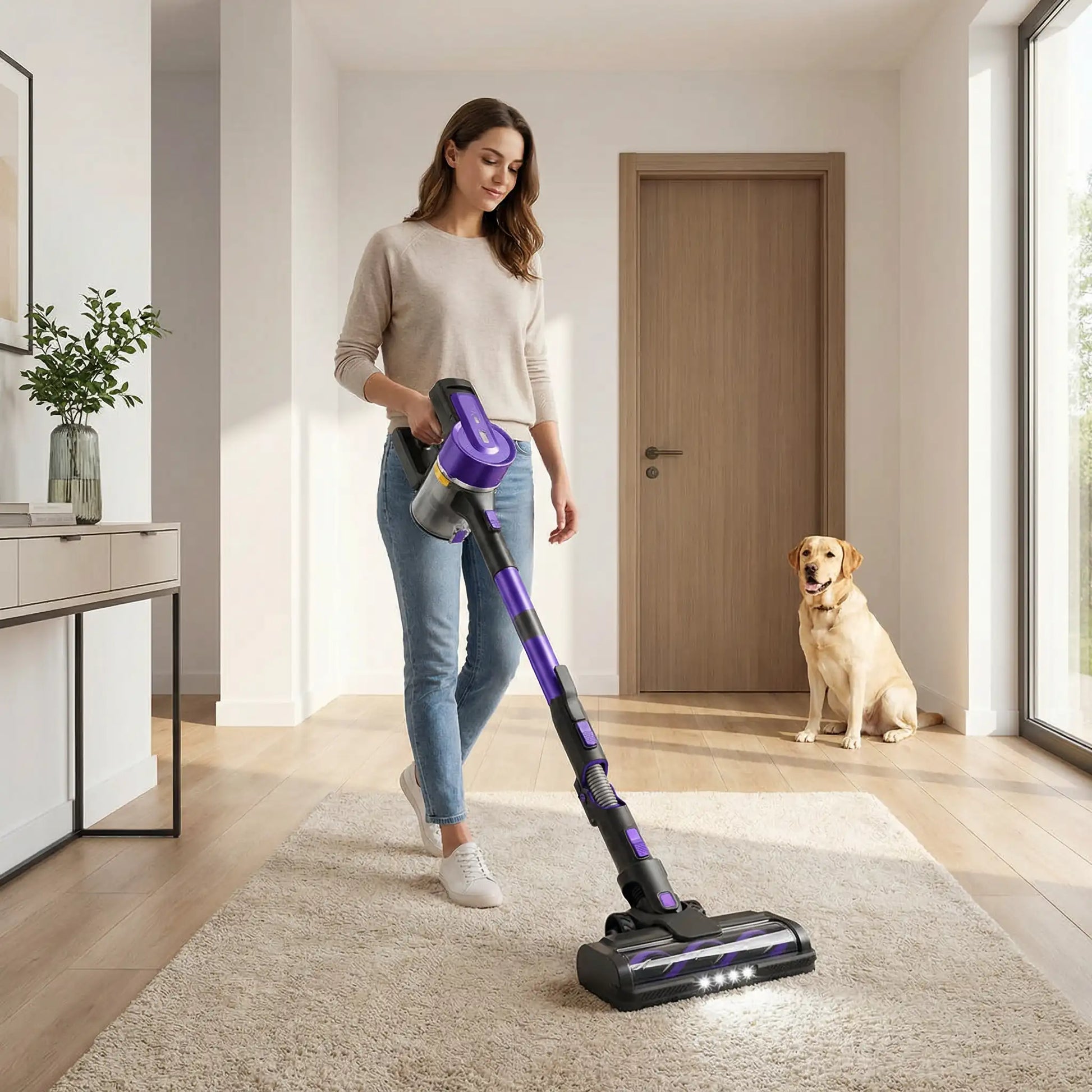 tapis couloir aspirateur a main design intelligent