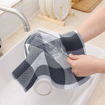 torchons de cuisine carreaux gris fonce