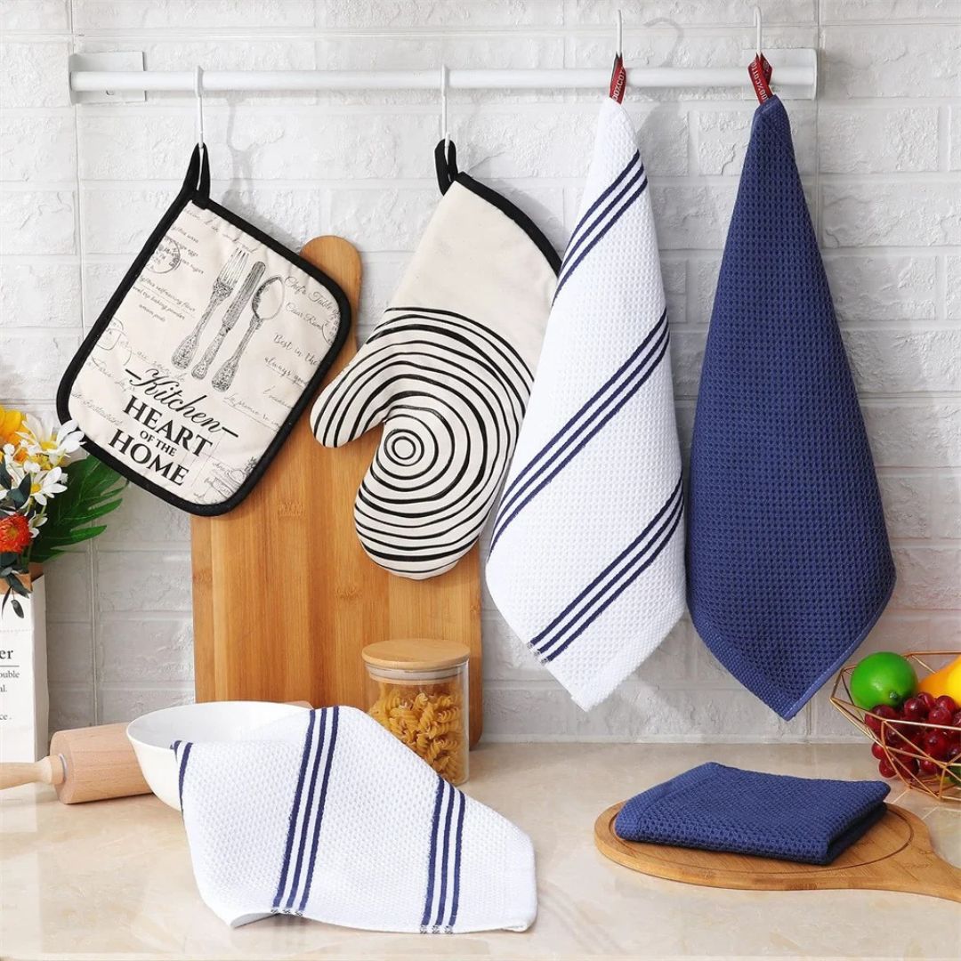 torchons de cuisine suspendu cuisine bleu blanc