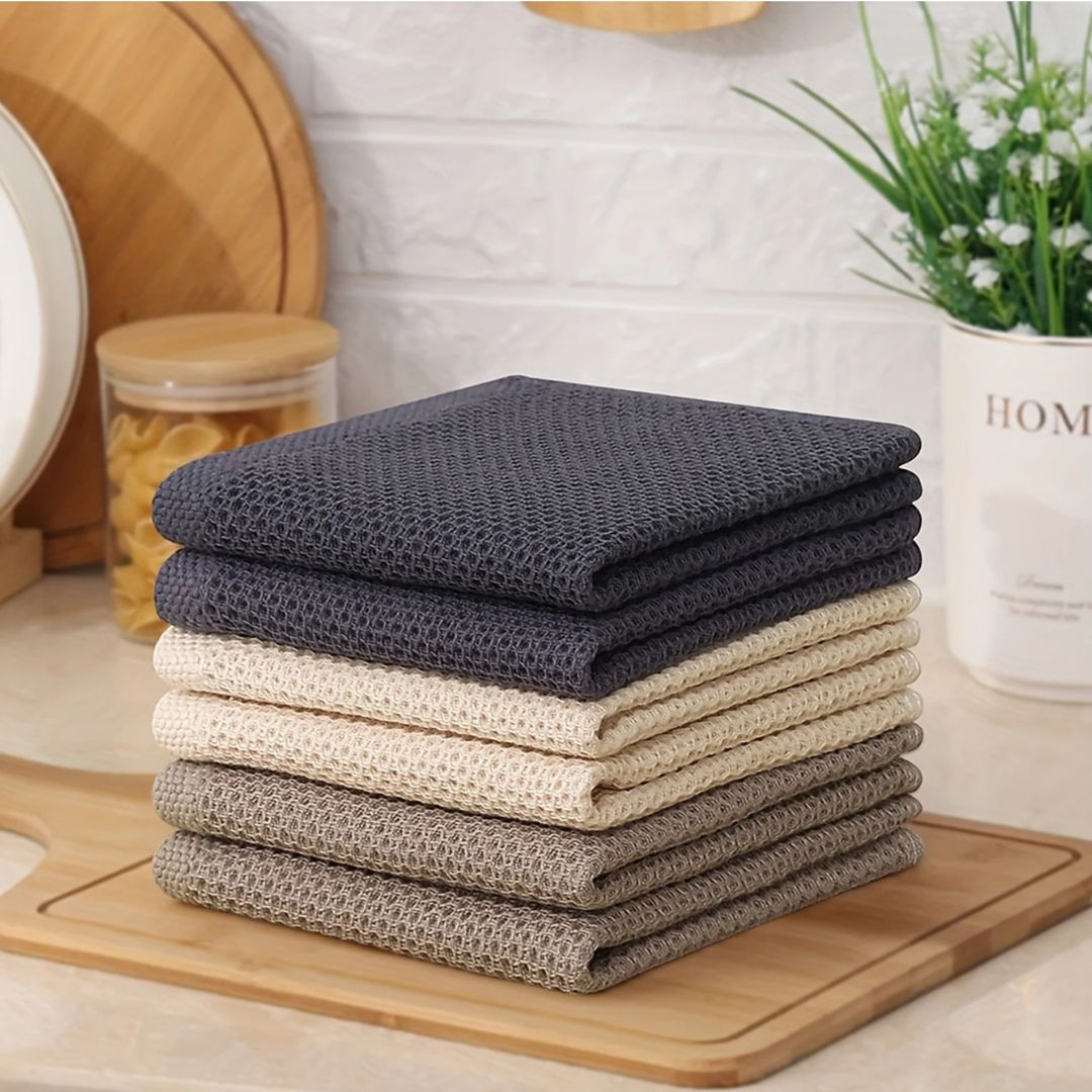 torchons de cuisine trois couleur beige marron gris fonce