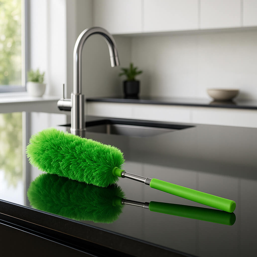 vert plumeau pose cuisine table marbre