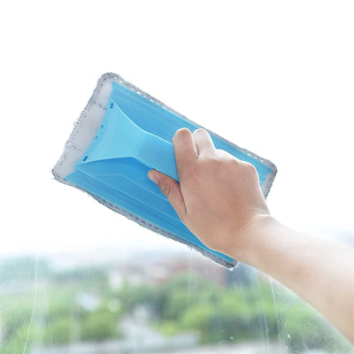 vitre double brosse de nettoyage bleue